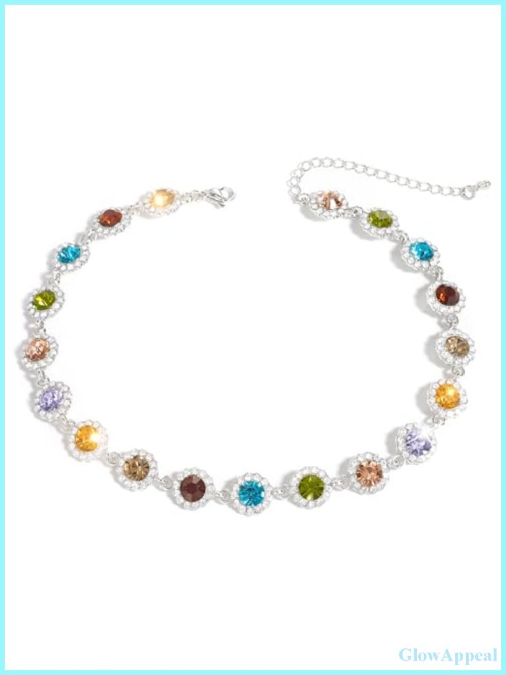 Crystal Rhinestone Choker Necklace Adjustable 32cm+8cm Sparkly for Women